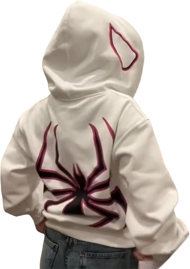 Asadovce Women Men Zip Up Y2k Oversized Hoodie Spider Graphic Full Zipper Sweatshirt Teen Girls Grunge Streetwear Jacket - Image 1